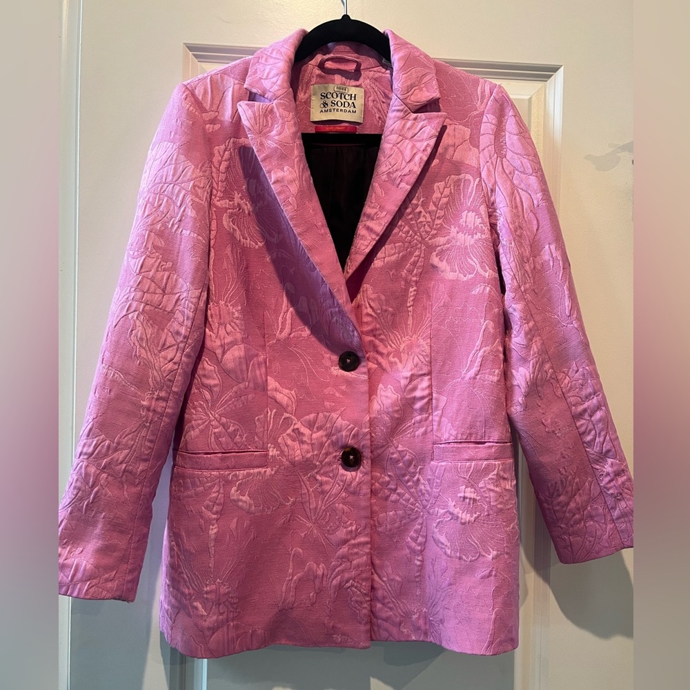 Scotch & Soda Women's Jacquard Pink Floral Blazer